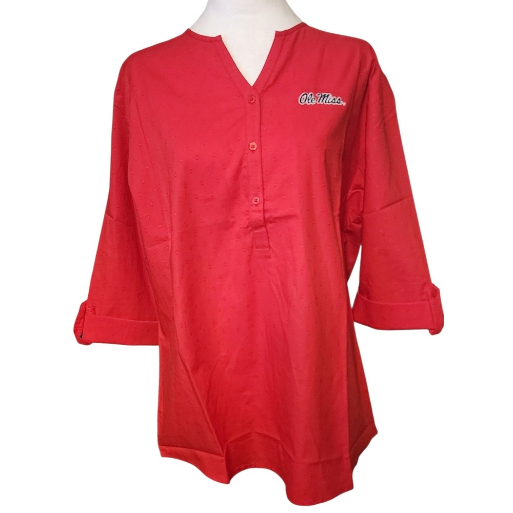 Ole Miss Rebels UG Apparel Women's 3X Red Tunic Embroidered Button Up